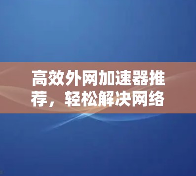 高效外网加速器推荐，轻松解决网络延迟问题