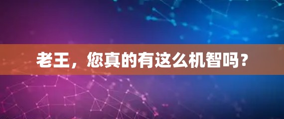 老王，您真的有这么机智吗？